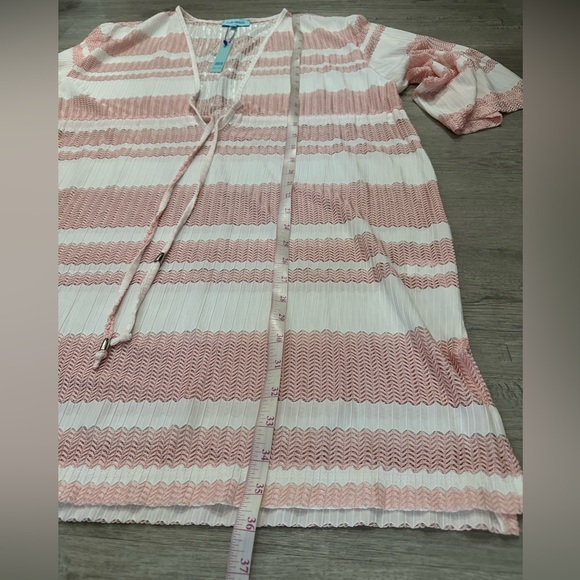 Pink and White Striped Cover-Up Sz L resort vacation beach 🏖️ - Picture 6 of 6